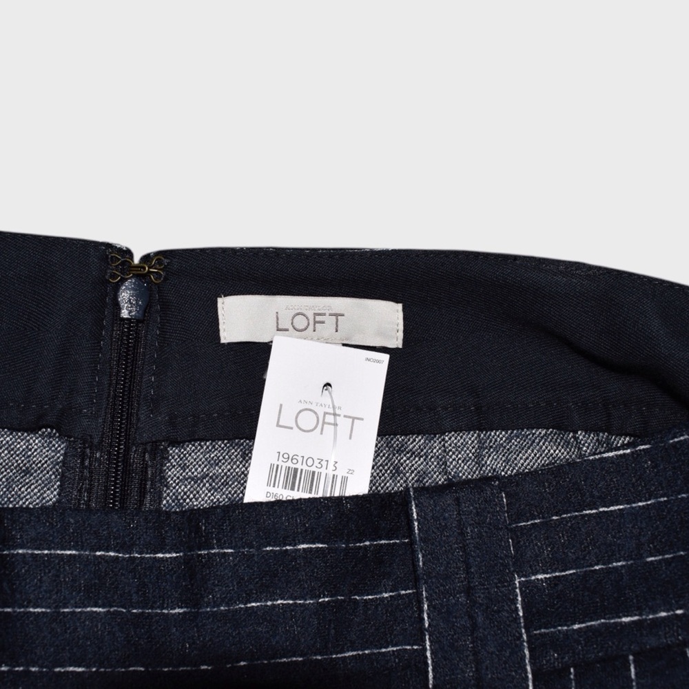 LOFT Navy Pinstripe A-Line Skirt - Picture 5 of 5